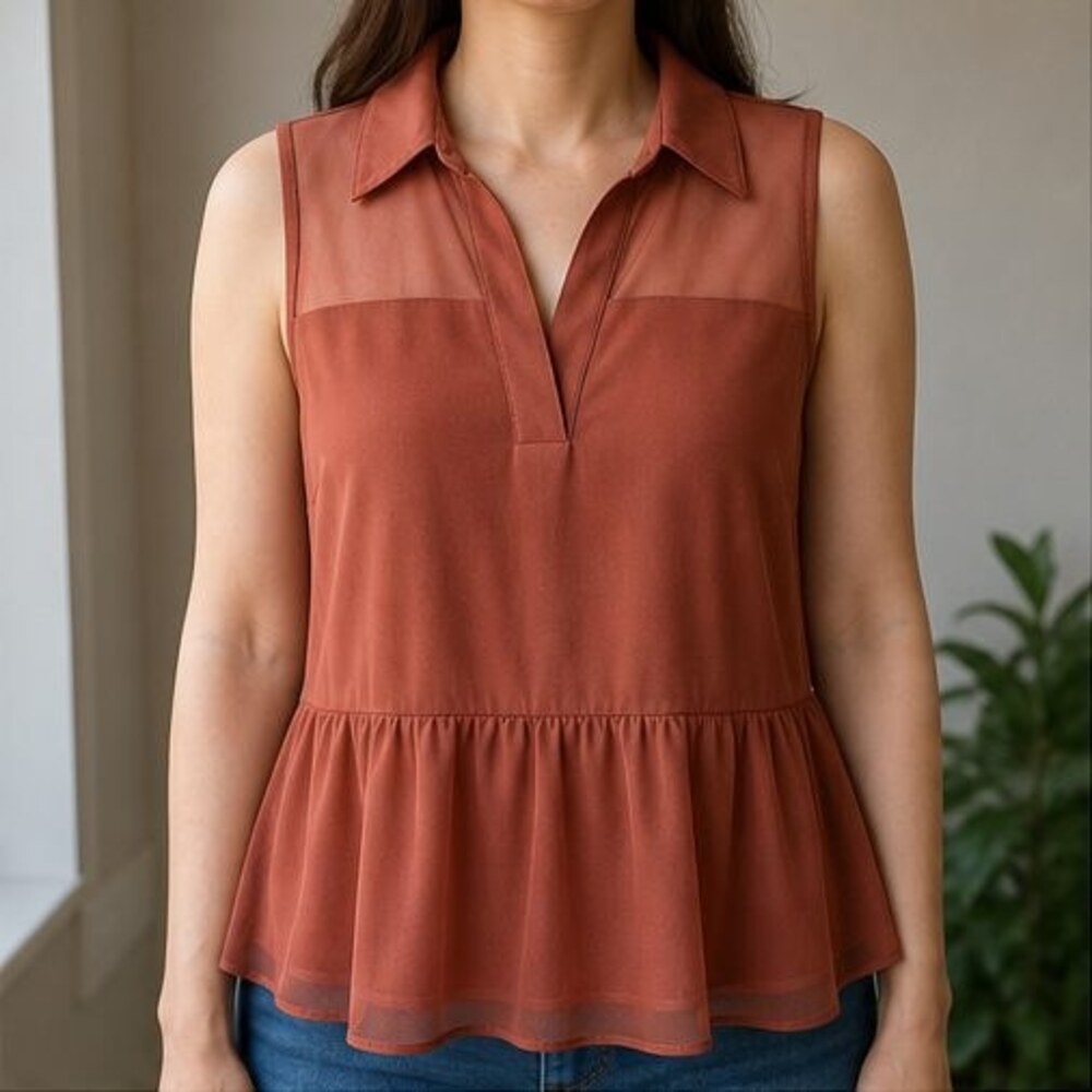 Rust Peplum Top - Picture 2 of 6